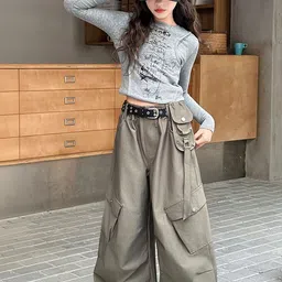 LULU & SKY Girls High-Rise Easy Wash Trousers image 2