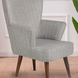 GLOBALLY INDIAN Brown & Grey Printed Wooden Accent-Style Arm Lounge Chair-image-97