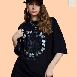 Metronaut Women 2 Printed Hooded Extended Sleeves Applique T-shirt-picture-21