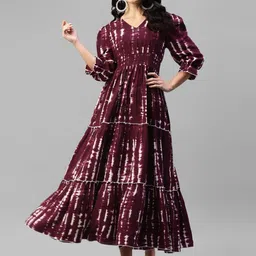 Krunal Raiyani Women V-Neck Tie and Dye Print Fit & Flare Dress-image-51