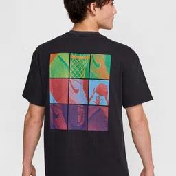 Nike Men Graphic Printed Relaxed Fit Drop-Shoulder Sleeves Cotton Sport T-shirt image 2