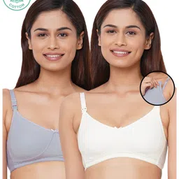 Inner Sense Organic Antimicrobial Soft Feeding Bra Pack Of 2 - White Grey-picture-18