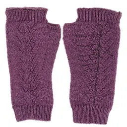 BHARATASYA Unisex Knitted Finger Less Solid Thermal Gloves - Purple-picture-13