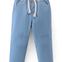Babyhug Cotton Lycra Woven Full Length Trousers Solid Colour -  Light Blue-picture-31