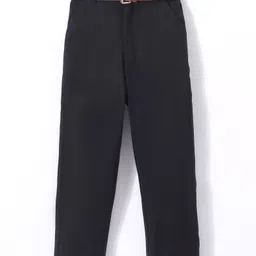 Mark & Mia Full Length Solid Colour Party Wear Trousers With Belt Detailing-Black-picture-19