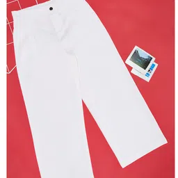 Pantaloons Junior Cotton Solid Trousers - White-picture-19
