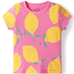 Bonfino 100% Cotton Knit Half Sleeves T-Shirts With Tropical Theme Print Pack of 5 - Multicolor image 2