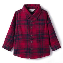 Bonfino 100% Cotton Woven Full Sleeves Checkered Shirt - Red image 2