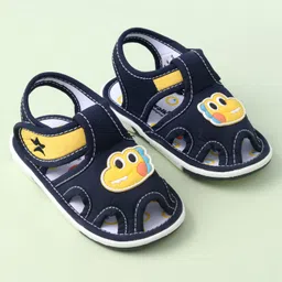 Cute Walk by Babyhug Sandals With Velcro Closure & Dino Applique - Navy Blue image 2