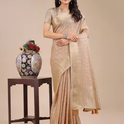 ALAGINI Checked Zari Organza Saree-picture-22