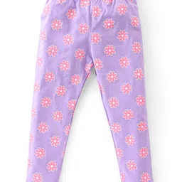Babyhug Cotton Lycra Full Length Leggings Floral Print & Solid Pack of 3 - Multicolour image 3