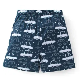 Babyhug Poplin Woven Boxers With Star & Car Print Pack Of 3 - White Blue & Green image 3