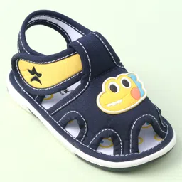 Cute Walk by Babyhug Sandals With Velcro Closure & Dino Applique - Navy Blue image 3