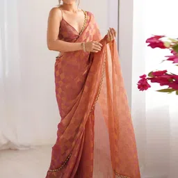 Siya Fashion Woven Design Poly Chiffon Saree image 4