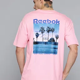 Reebok Lifestyle Loose Printed Drop-Shoulder Sleeves Pure Cotton T-shirt-picture-18