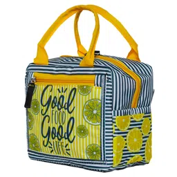 Echo Boomers Lemon Print Insulated Tiffin Lunch Bags For Kids With Multi Zipper Pockets - Green image 4