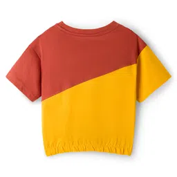 OLLINGTON ST. Cotton Half Sleeves Text Print Top & Joggers Set - Multicolor image 4