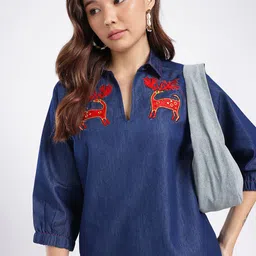 fusion by glitchez Applique Raglan Sleeves Top image 3