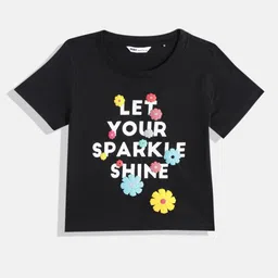 M&H Juniors Girls Typography Printed Pure Cotton T-shirt-picture-40