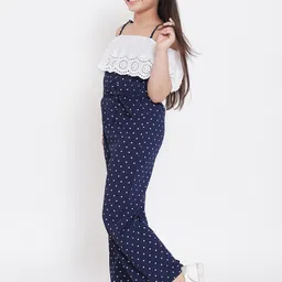 Stylo Bug Girls Navy Blue & White Printed Basic Jumpsuit image 2