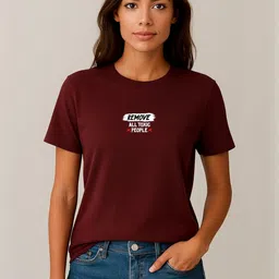 Anikmart Women Typography Printed Pure Cotton T-shirt-picture-36