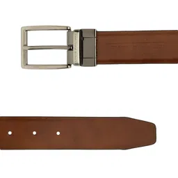 Louis Philippe Men Black & Tan Brown Solid Reversible Leather Belt image 2