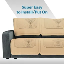 Kuber Industries Gold-Toned Printed Cotton Sofa Cover image 3