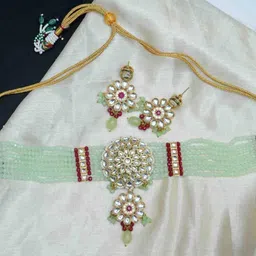 ANSHI ART Brass Kundan Studded Choker Necklace-picture-55