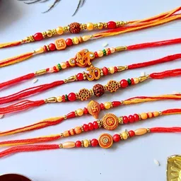 sangria 8Pcs Rakhi for Brother Set Of 8 Traditional Dori Handmade Rakhi Combo for Brother-picture-39