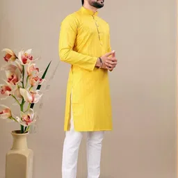 BH FAB Men Yellow Cotton Kurtas image 3