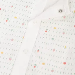 mothercare Infant Boys White & Green Micro Veggies Print Pure Cotton Wadded Sleepsuit image 5