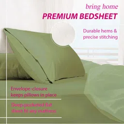 Trance Home Linen Green Cotton 300 TC King Bedsheet Set- 2.74 m x 2.74 m image 5