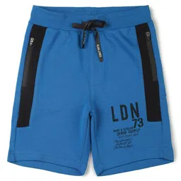 ALAN JONES Cotton Blend Knit LDN 73 Text Printed Shorts - Blue-picture-34