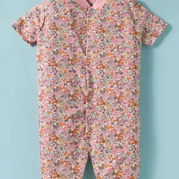 Kidi Wav Half Sleeves Floral Printed Romper - Pink-picture-10