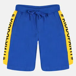 Kiddopanti Pack Of 2 Brand Name Printed Shorts - Blue & Navy Blue image 3