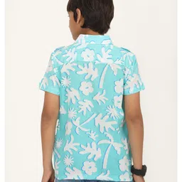 Zion Cotton Half Sleeves Tropical Theme Printed Shirt - Aqua Blue image 3
