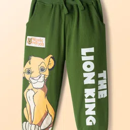 Babyhug Disney Terry Knit Track Pants with The Lion King Graphic Pack of 2 - White & Green image 2