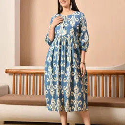DECKEDUP Women Printed Empire Midi Ethnic Dresses image 3
