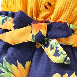 Kookie Kids Singlet Sleeves Jumpsuit with Sunflower Print - Yellow image 3