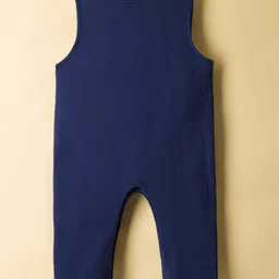 ToffyHouse Knit Full Sleeves T-Shirt & Dungaree Style Romper With Animal Print & Embroidery - Navy Blue & White image 3