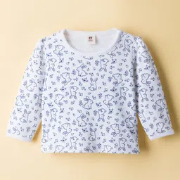 ToffyHouse Knit Full Sleeves T-Shirt & Dungaree Style Romper With Animal Print & Embroidery - Navy Blue & White image 4