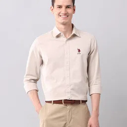 U.S. Polo Assn. Denim Co. Men Manhattan FitSpread Collar Solid Cotton Casual Shirt-picture-42