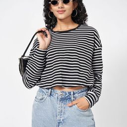 People Extended Sleeves Cotton Boxy Crop Top-picture-16
