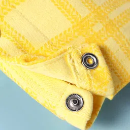 Kookie Kids Interlock Knit Full Sleeves Star Printed Romper With Bow Applique - Yellow image 5