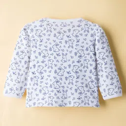 ToffyHouse Knit Full Sleeves T-Shirt & Dungaree Style Romper With Animal Print & Embroidery - Navy Blue & White image 5