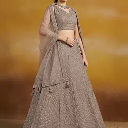 DIVASTRI Women Embroidered Semi-Stitched Lehenga & Unstitched Blouse With Dupatta image 3