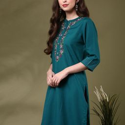 Anouk Floral Yoke Design Thread Work Straight Kurta-picture-28
