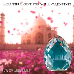 lilone Decorative Designer Crystal Taj Mahal Showpiece for Valentine Gifts for Girlfriend, Home/Living Room/Bedroom / Home Décor/Gift Item Decorative Showpiece - 5 cm image 4