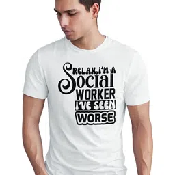 Seekbuylove Typography Printed Round Neck Short Sleeves Bio Finish Pure Cotton T-shirt-image-69