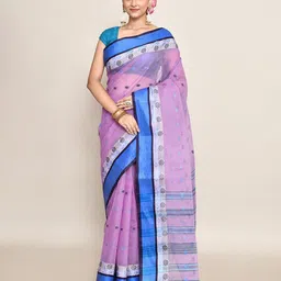 PUKU Ethnic Motifs Pure Cotton Taant Saree-picture-37